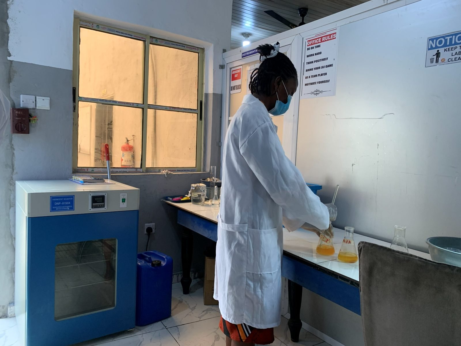 Analyst preparing samples at the laboratory bench